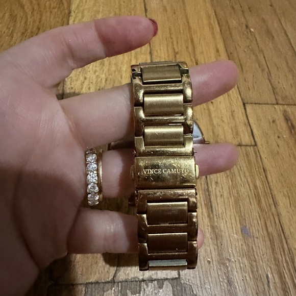 ROSE GOLD PAVE BEZEL TRIPLE SUBDIAL WATCH IN GOLD STAINLESS STEEL - Picture 7 of 9